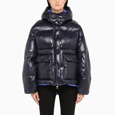 Shop Alexander Mcqueen Blue Oversized Down Jacket