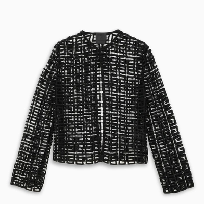 Shop Givenchy Black Squared Blazer With All-over Logo