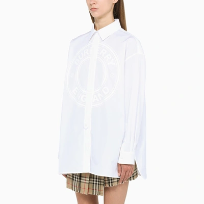 Shop Burberry White Oversize Shirt With Logo