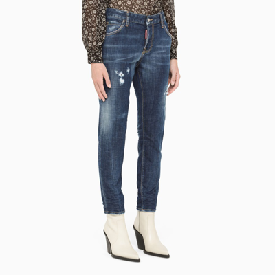 Shop Dsquared2 Ripped Blue Skinny Jeans