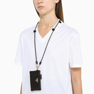 Shop Prada White T-shirt With Applied Clutch
