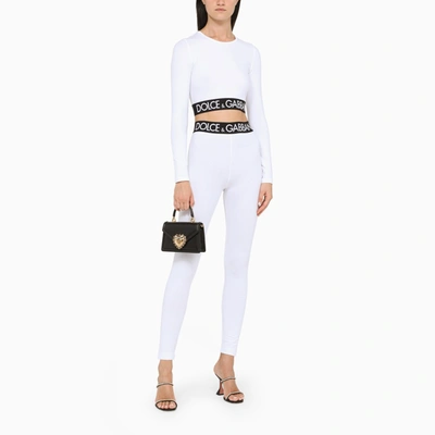 Shop Dolce & Gabbana White Logo-print Leggings