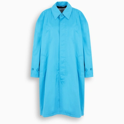 Shop Balenciaga Light Blue Single-breasted Car Coat