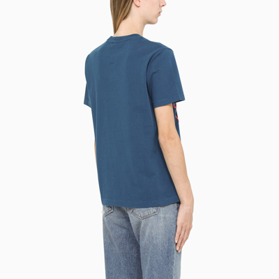 Shop Kenzo Blue T-shirt With Contrasting Print