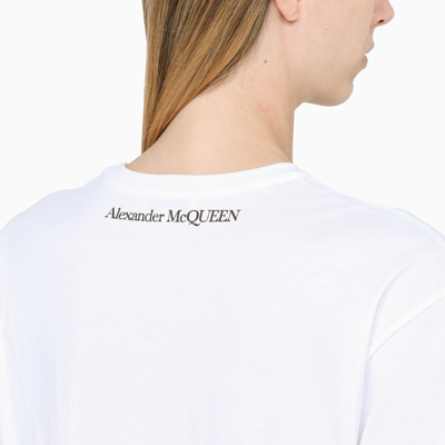 Shop Alexander Mcqueen White And Pink T-shirt With Anemone Print
