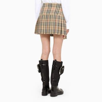 Shop Burberry Wool Kilt With Vintage Check Motif In Beige