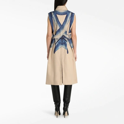 Shop Burberry Double-breasted Sleeveless Trench Coat In Blue