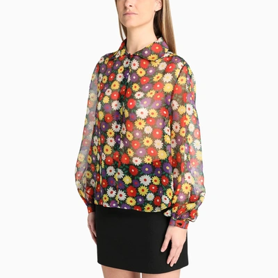 Shop Saint Laurent Multicolour Floral Printed Silk Shirt In Multicolor