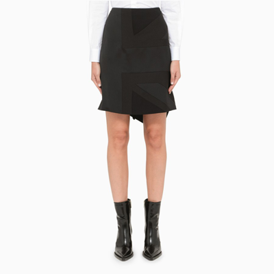 Burberry Draped Paneled Crepe And Mohair And Wool-blend Mini Skirt In Black