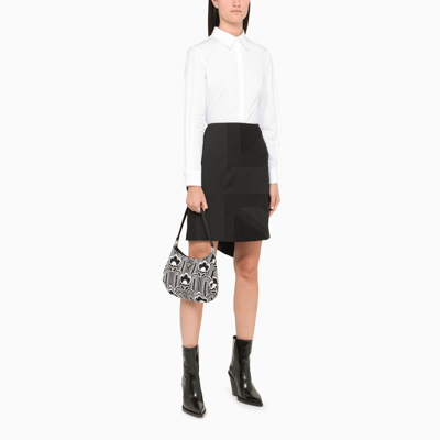 Burberry Draped Paneled Crepe And Mohair And Wool-blend Mini Skirt In Black