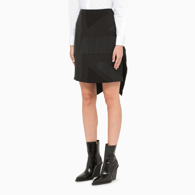 Burberry Draped Paneled Crepe And Mohair And Wool-blend Mini Skirt In Black