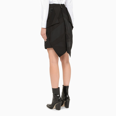Burberry Draped Paneled Crepe And Mohair And Wool-blend Mini Skirt In Black