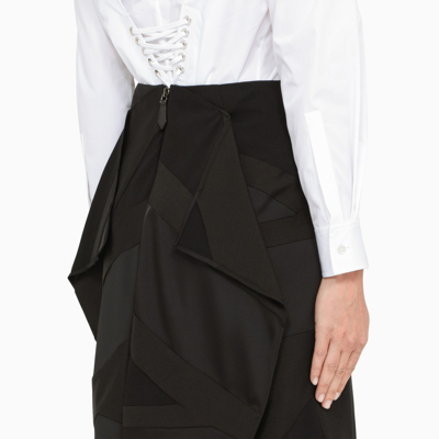 Burberry Draped Paneled Crepe And Mohair And Wool-blend Mini Skirt In Black