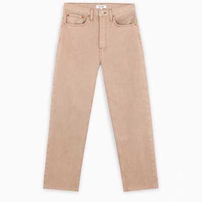 Shop Re/done Beige Straight Cropped Jeans