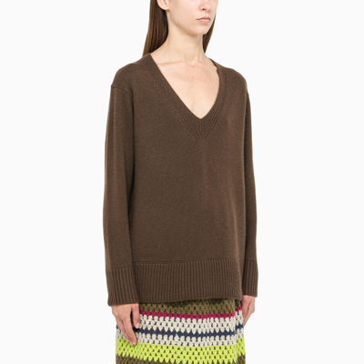 Shop Vince Brown Cashmere V-neck Sweater