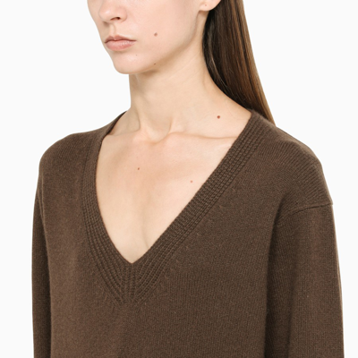 Shop Vince Brown Cashmere V-neck Sweater