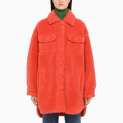 Shop Stand Studio Red Single-breasted Coat In Orange