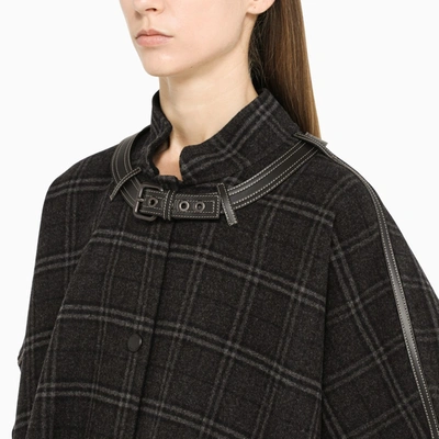 Shop Burberry Double Face Cape With Tartan Motif In Grey
