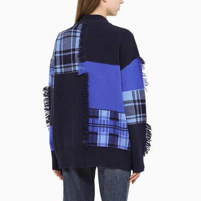 Versace Blue Patch-work Sweater In Multicolor