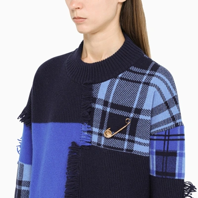 Versace Blue Patch-work Sweater In Multicolor