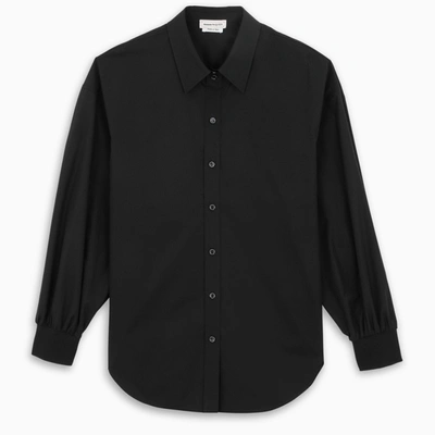 Shop Alexander Mcqueen Black Cotton Puff-sleeved Shirt