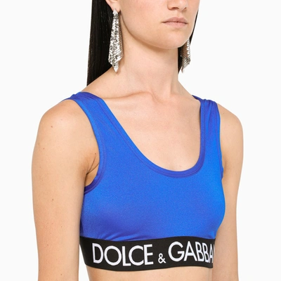 Shop Dolce & Gabbana Blue Logoed Tank Top