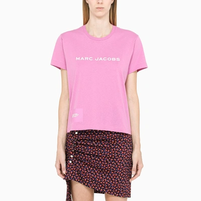 Shop Marc Jacobs Pink T-shirt With Contrasting Logo Lettering