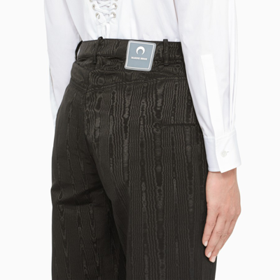 Shop Marine Serre Black Straight Moire Trousers