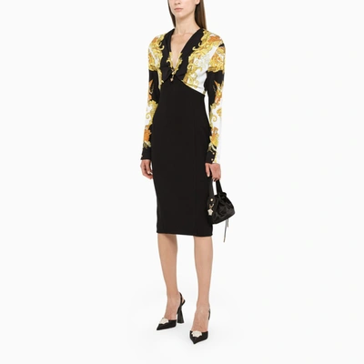Shop Versace Black Barocco-print Sheath Dress