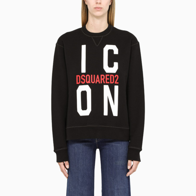 Shop Dsquared2 Black Icon Logo-print Sweatshirt