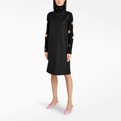 Shop Prada Black Gabardine Re-nylon Sheath Dress