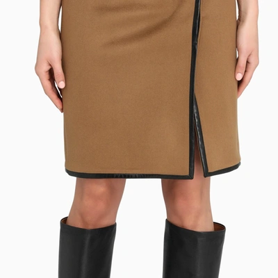 Shop Saint Laurent High-waist Wrap Skirt In Beige