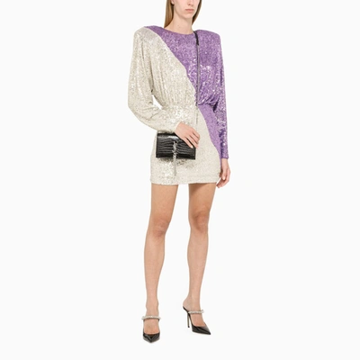 Shop Rotate Birger Christensen White/purple Sequined Short Dress In Multicolor