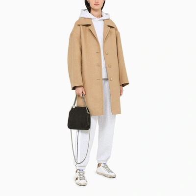 Shop Palm Angels Beige Logo-print Coat