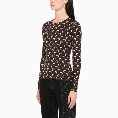 Shop Marine Serre Brown Moon Long-sleeved Top In ["brown"/ "print"]