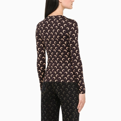 Shop Marine Serre Brown Moon Long-sleeved Top In ["brown"/ "print"]