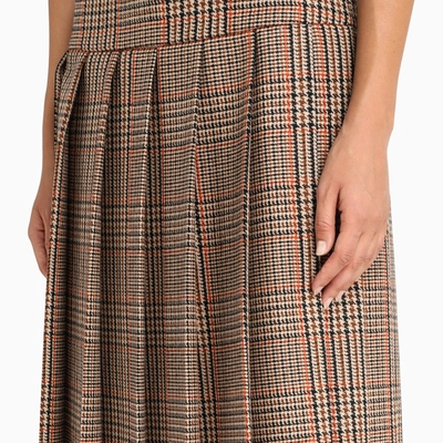 Shop Prada Houndstooth Pleated Skirt In Multicolor