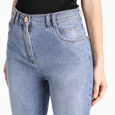 Shop Balmain Blue Flared Jeans In Light Blue