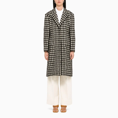 Shop Chloé Black And White Single-breasted Coat In Multicolor