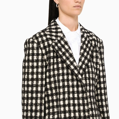 Shop Chloé Black And White Single-breasted Coat In Multicolor