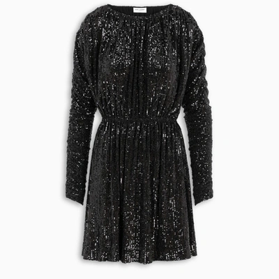 Shop Saint Laurent Sequin-embellished Flare Dress In Black