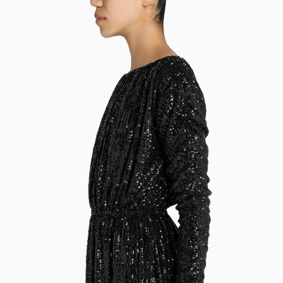 Shop Saint Laurent Sequin-embellished Flare Dress In Black