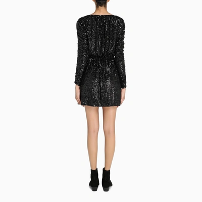 Shop Saint Laurent Sequin-embellished Flare Dress In Black