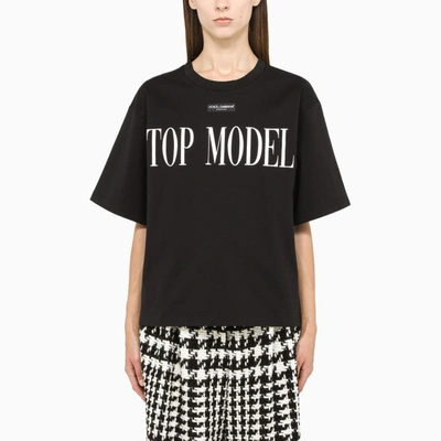 Shop Dolce & Gabbana Top Model Print T-shirt Black