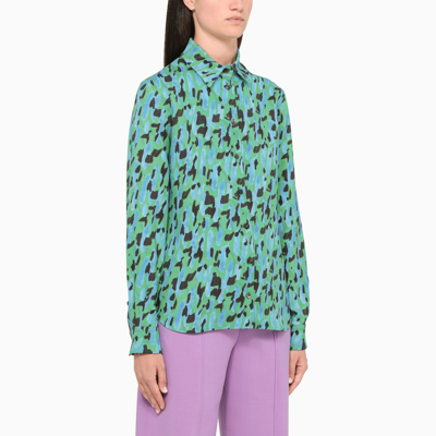 Shop Ferragamo Green And Blue Printed Shirt