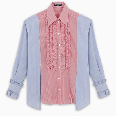 Shop Dolce & Gabbana Pink And Blue Shirt Long Sleeve In Multicolor