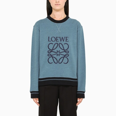 Shop Loewe Light Blue/blue Anagram-embroidery Sweatshirt