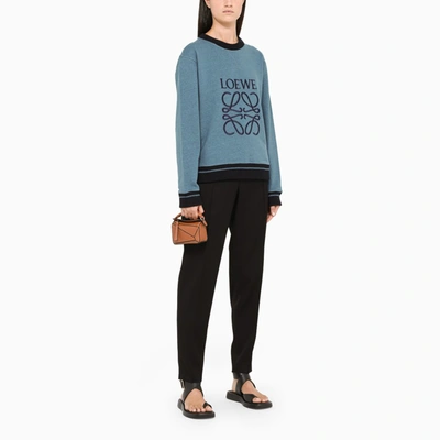 Shop Loewe Light Blue/blue Anagram-embroidery Sweatshirt