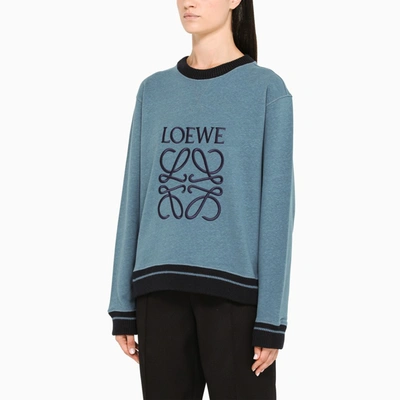 Shop Loewe Light Blue/blue Anagram-embroidery Sweatshirt