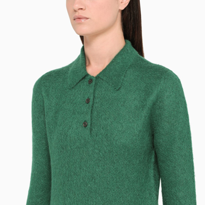 Shop Prada Emerald Green Long Sleeve Polo
